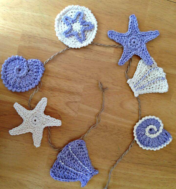 Free Crochet Sea Shell Motifs Garland Pattern
