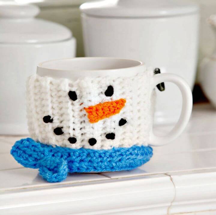 Cute Crochet Snowman Mug Hug - Free Pattern