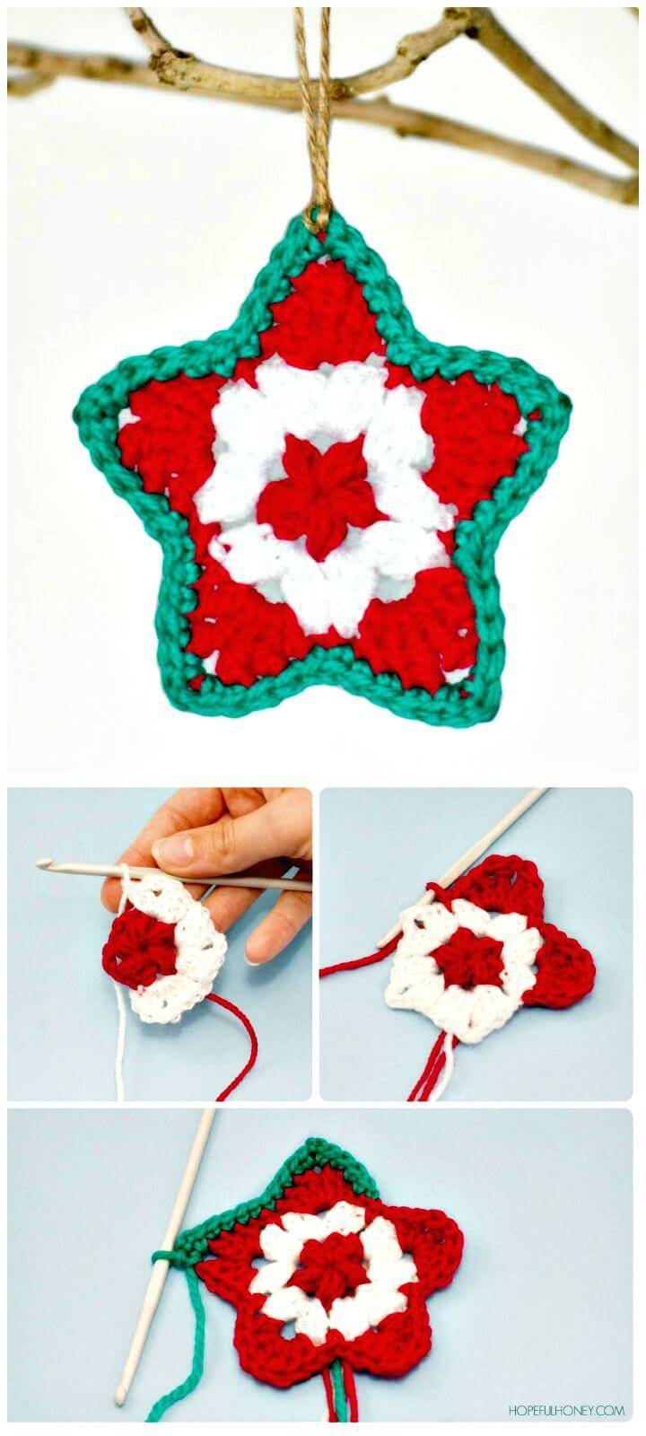 Free Crochet Star Christmas Ornament Pattern