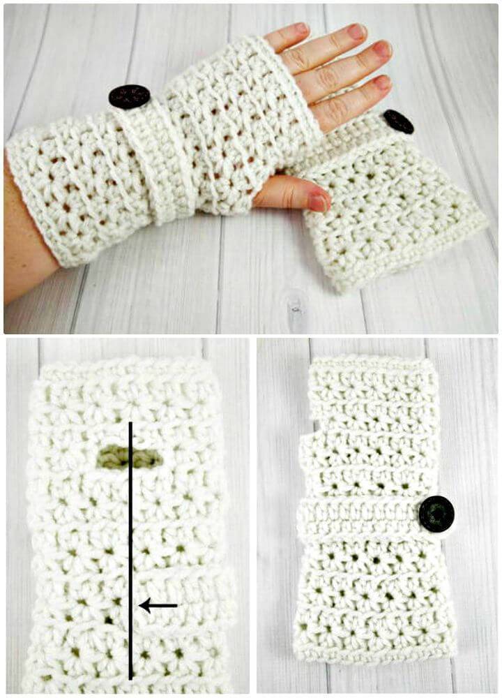 Free Crochet Star Stitch Fingerless Gloves Pattern