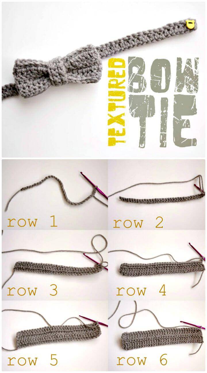 Easy Free Crochet Textured Bow Tie Pattern
