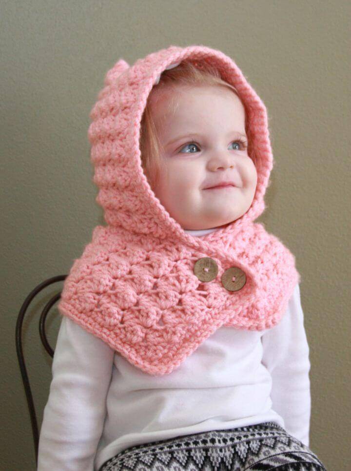 Easy Free Crochet Textured Toddler Hood Scarf Pattern