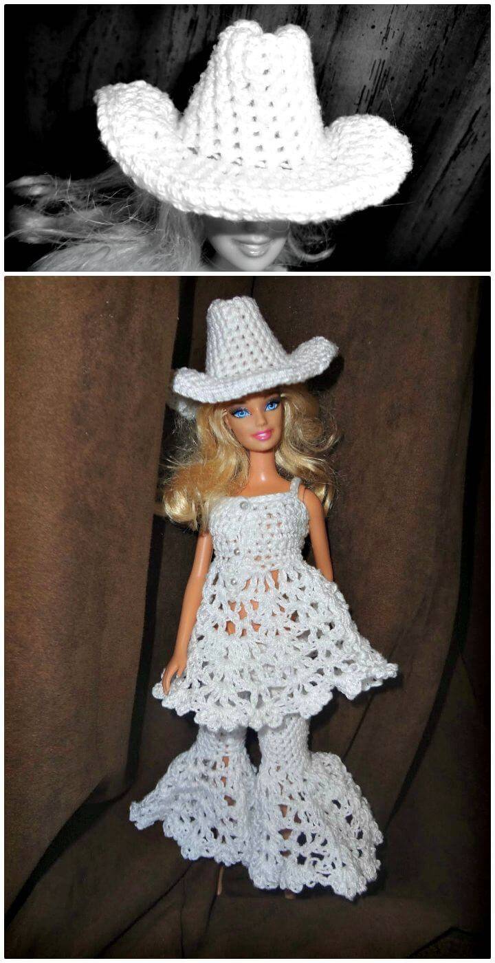 Easy Free Crochet The Cowboy Cowgirl Barbie Hat Pattern