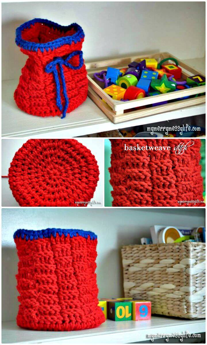 How To Crochet Toy Basket Basket Weave Stitch - Free Pattern