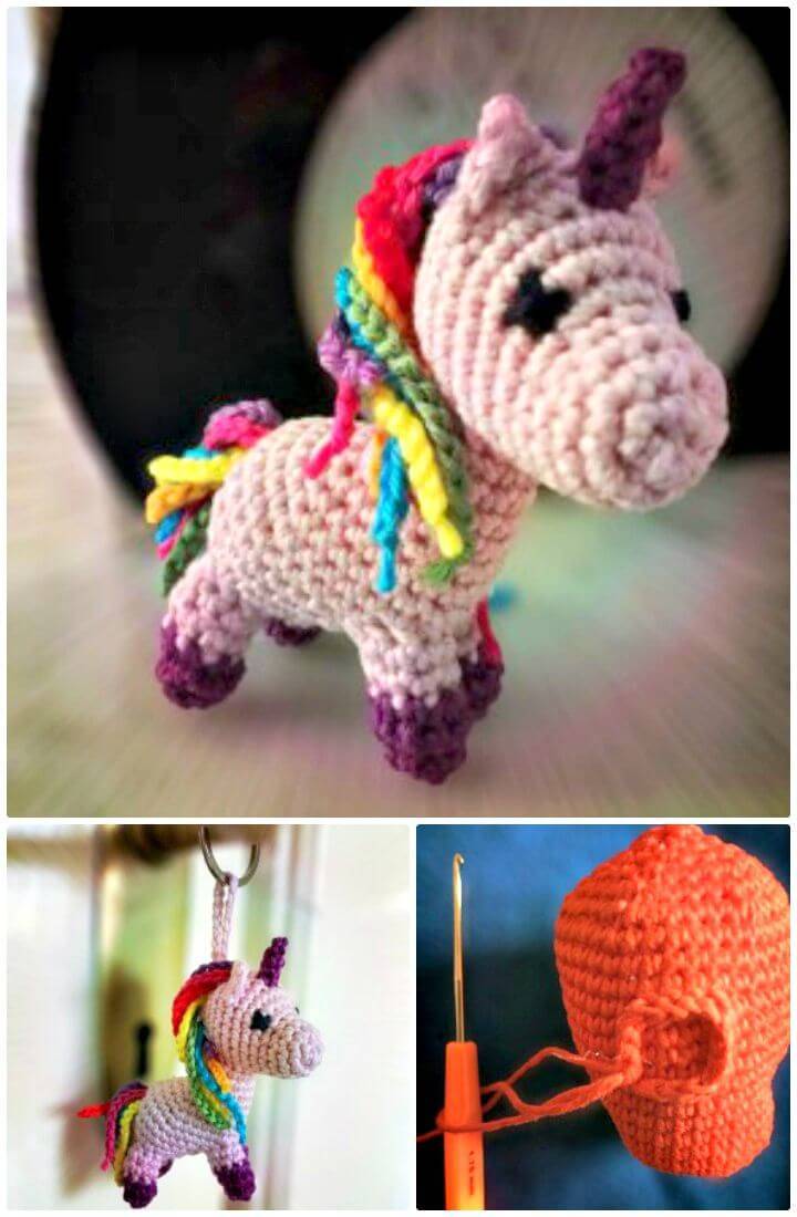 Free Crochet Unicorn Keychain Pattern