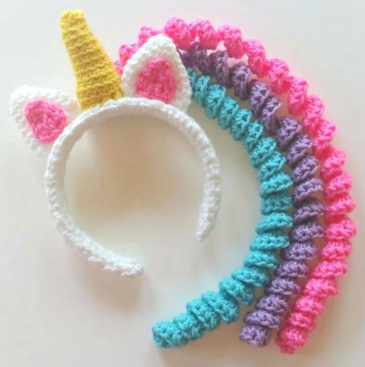 Easy Crochet Unicorn Mane Headband - Free Pattern