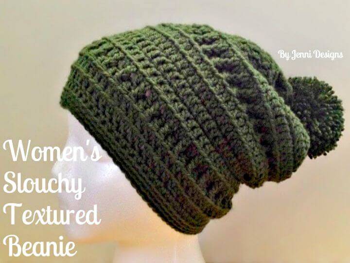 How To Free Crochet Women's Slouchy Textured Beanie Pattern