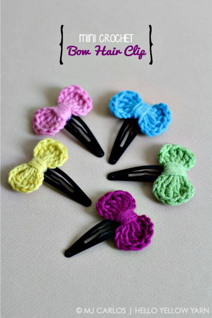 How To Free Crochet A Mini Bow Hair Clip Pattern