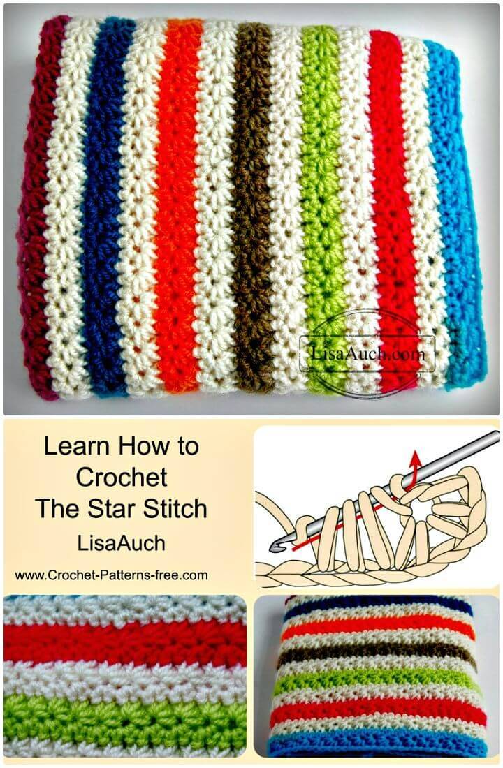 Easy Free Crochet A Warm Cosy Blanket Using Star Stitch Pattern