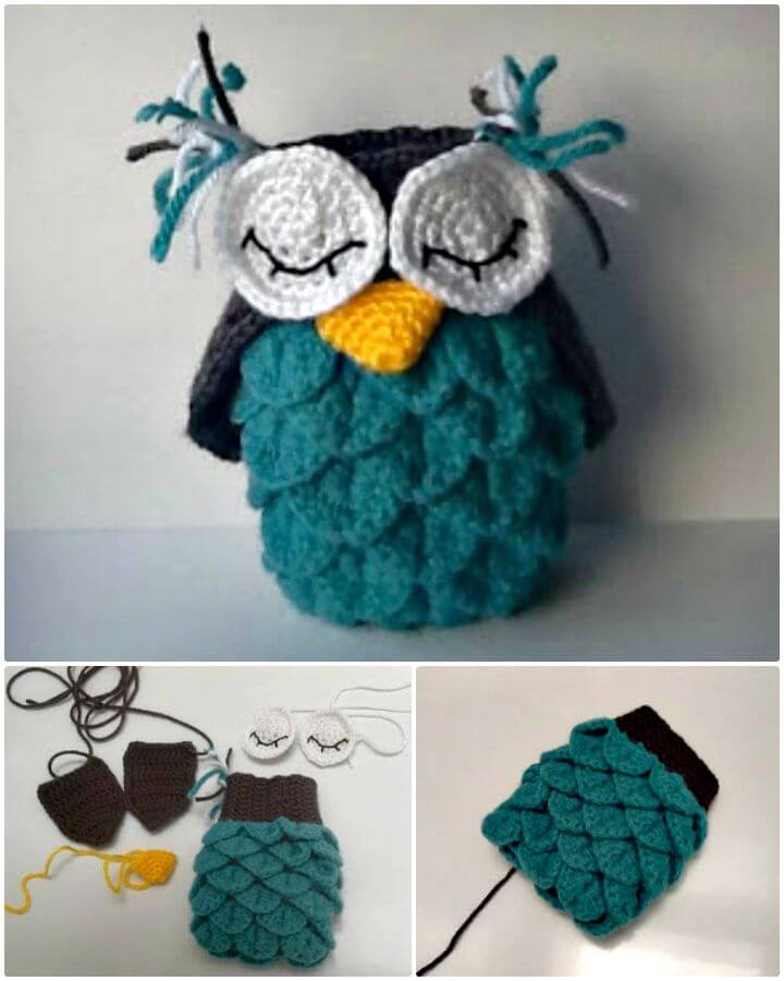 Easy Free Crochet Crocodile Stitch Owl Pattern