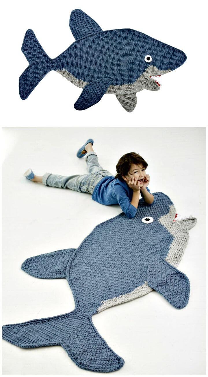 Crochet Shark Blanket - Top 10 Free Patterns - DIY Crafts