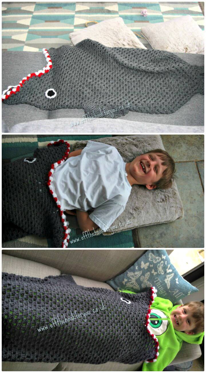 Easy Free Crochet Shark Blanket Pattern