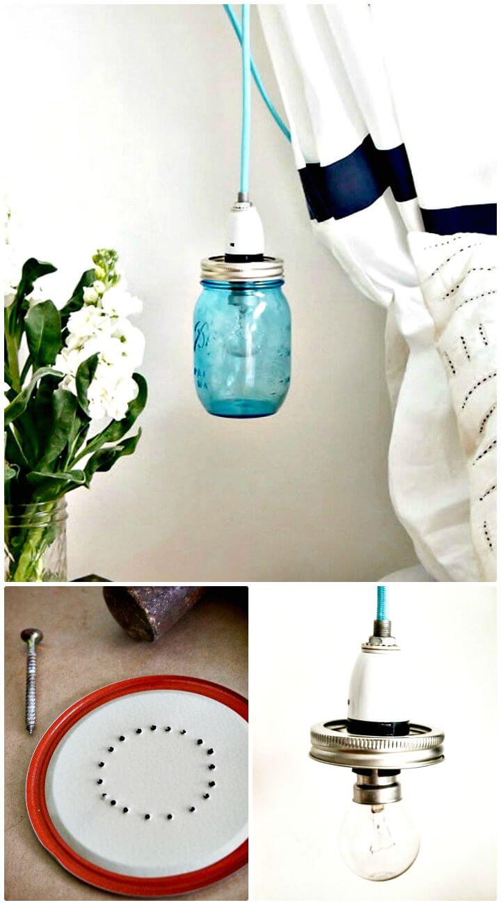 How To Make An Easy Vintage Mason Jar Pendant Light - Homemade Light Ideas
