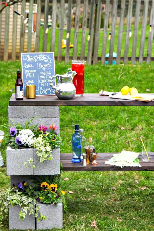 How To Make An Outdoor Bar + Planter For Less Than $100 - Free Tutorial