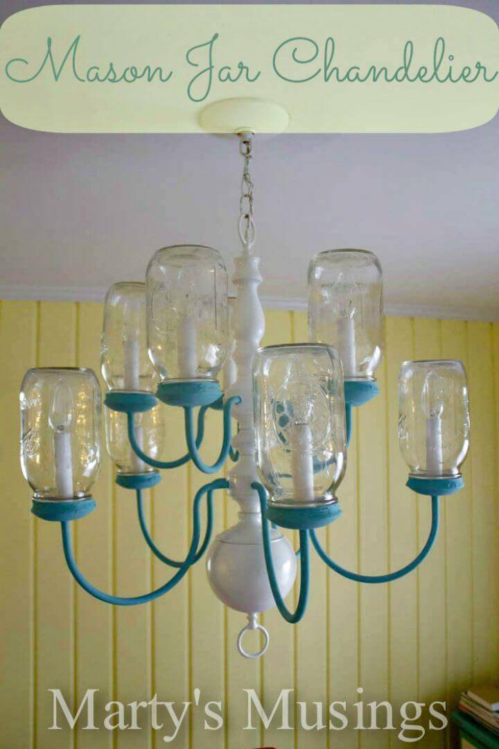 Cute DIY Mason Jar Chandelier - Homemade Lights
