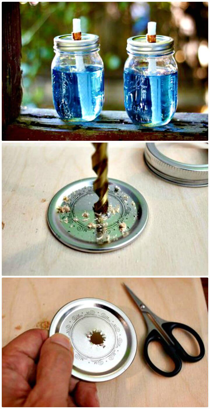 DIY Mason Jar Tiki Torches - Outdoor Lighting Ideas
