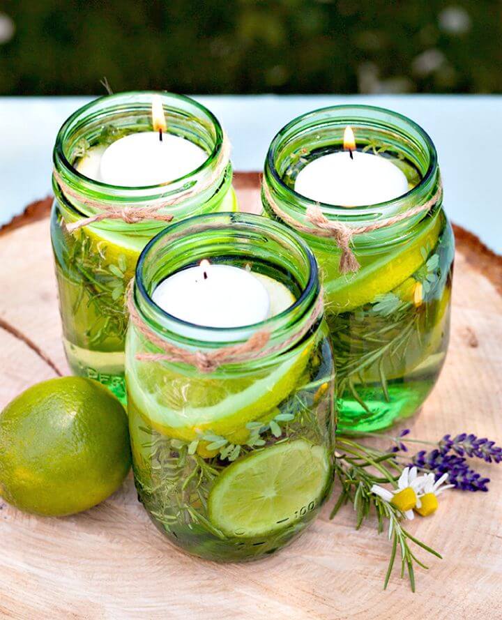 Easy to Make Summer Citronella Candles Lights - DIY Mason Jar Crafts
