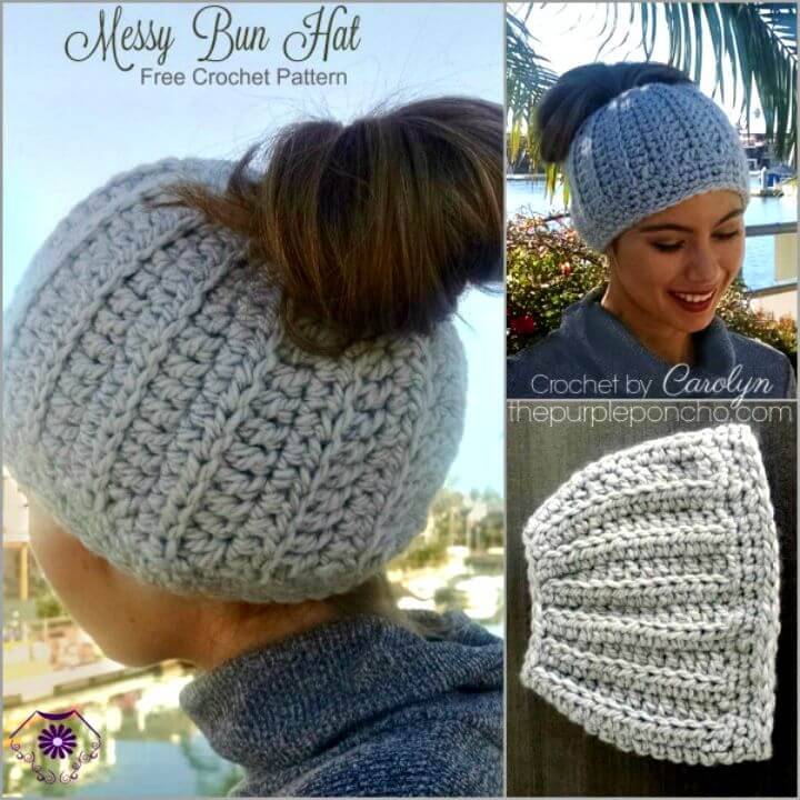 Messy Bun Hat – Free Crochet Pattern