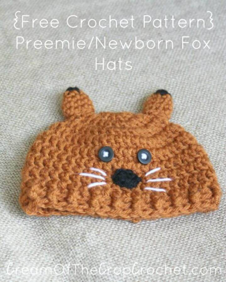 Free Crochet Preemie Newborn Fox Hat Pattern