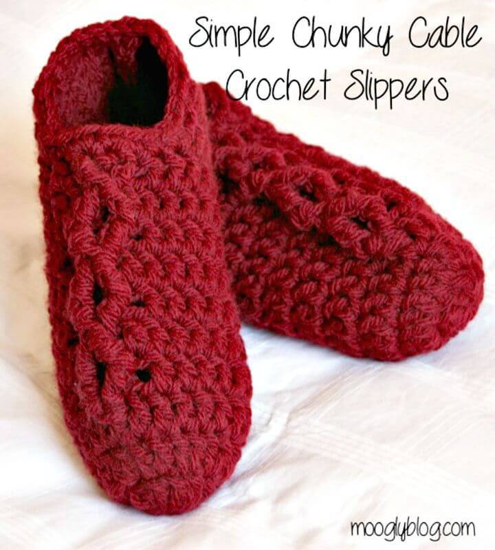 Simple Free Crochet Chunky Cable Slippers Pattern