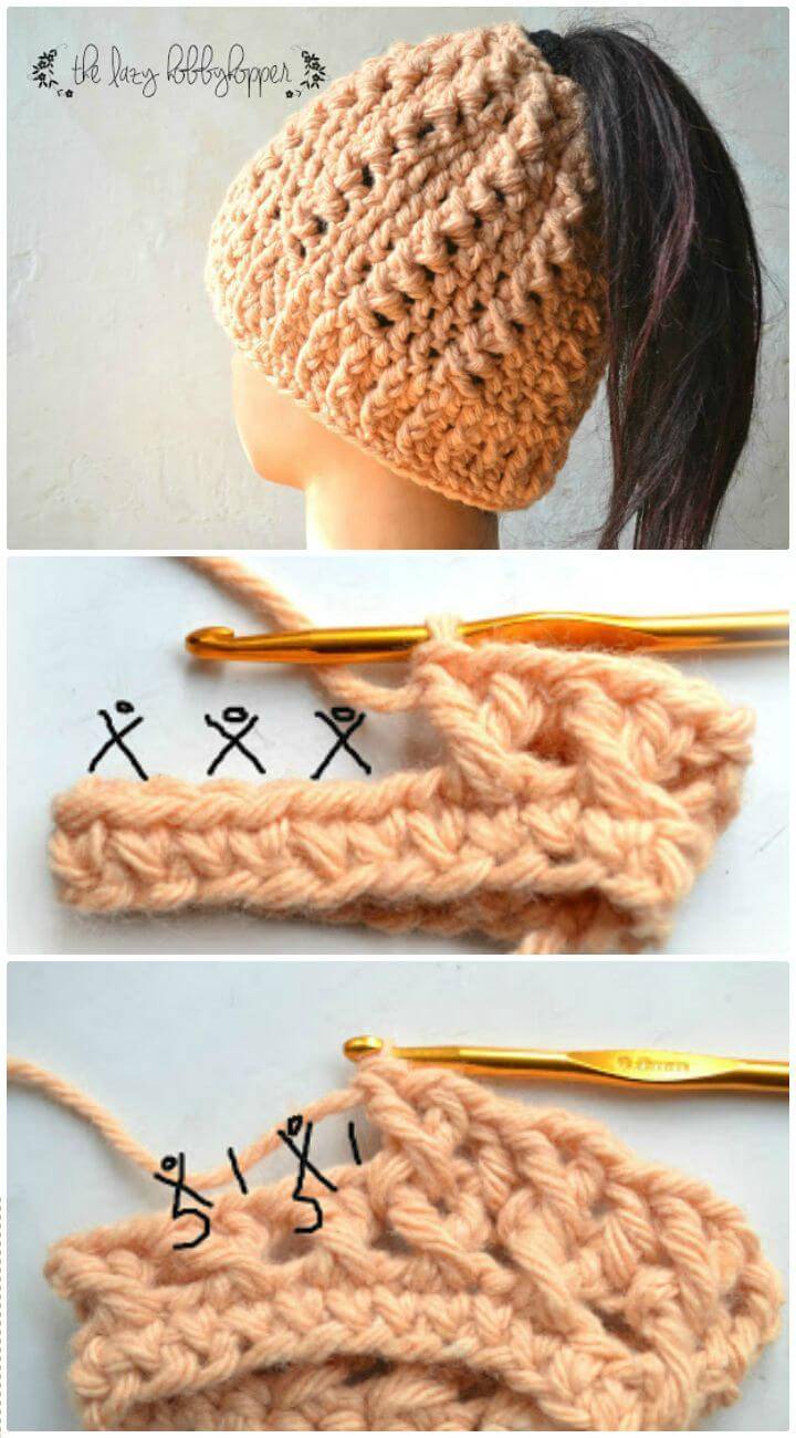 Simple to Crochet Messy Bun Hat Pattern