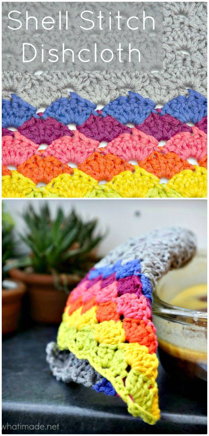 Simple Free Crochet Shells Dishcloth Pattern