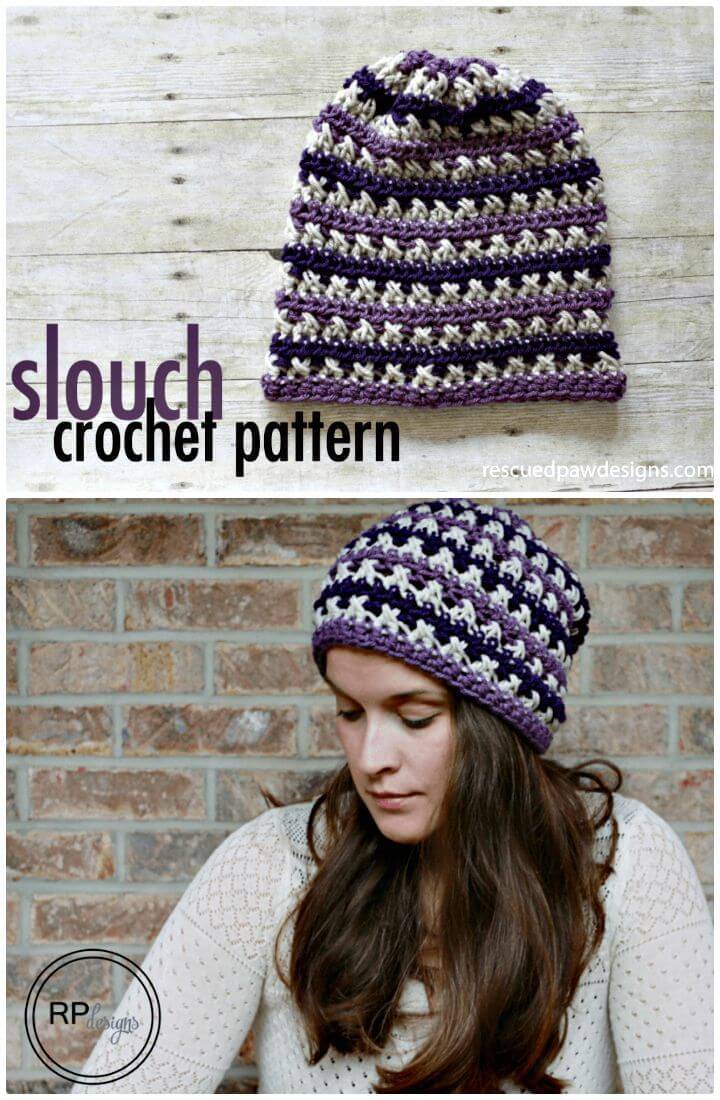 Simple Free Crochet Slouch Beanie Pattern