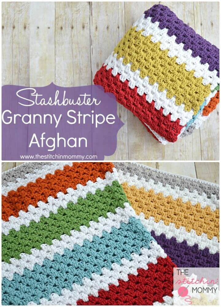 Easy Stashbuster Granny Stripe Afghan – Free Pattern