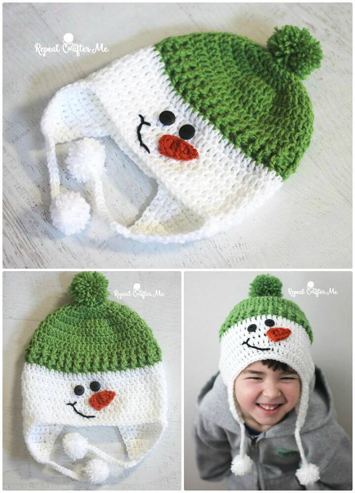 Free Crochet Snowman Hat for Kids Pattern