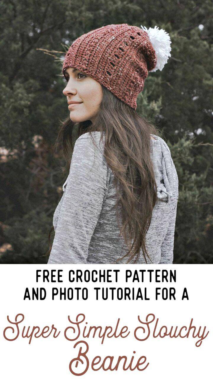Super Simple Free Crochet Slouchy Beanie Pattern