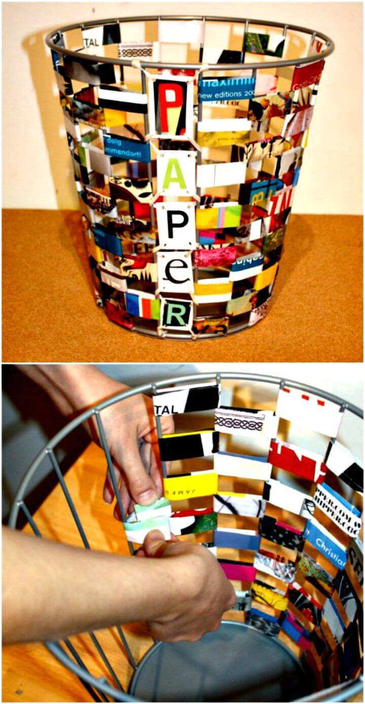 Easy Up-cycled Magazine Trash Can - Free Tutorial