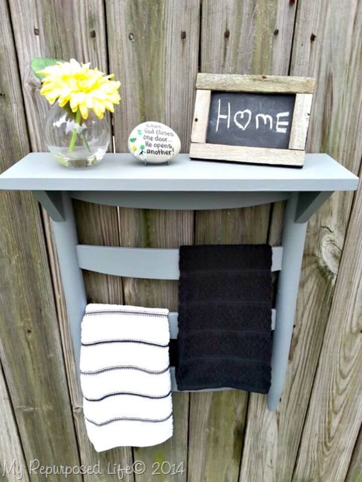 Easy DIY Chair Back Towel Rack Shelf Tutorial