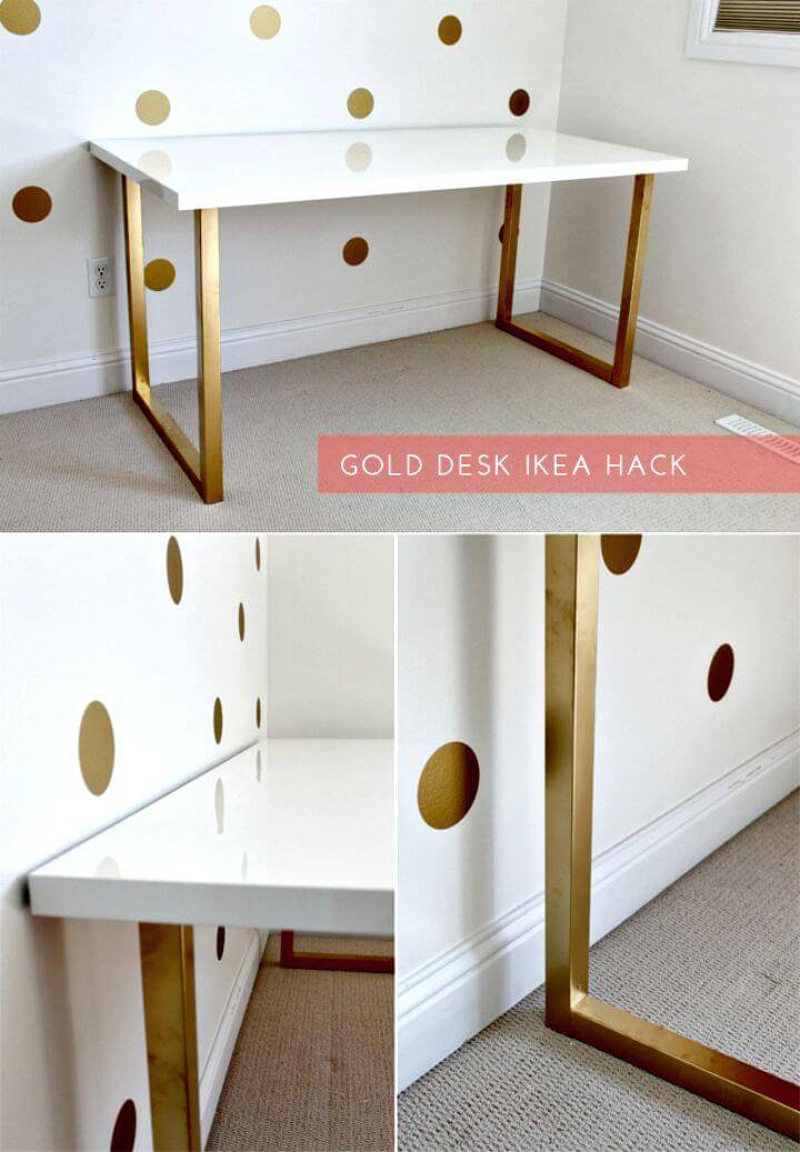 Easy DIY Gold Desk Ikea Hack Tutorial