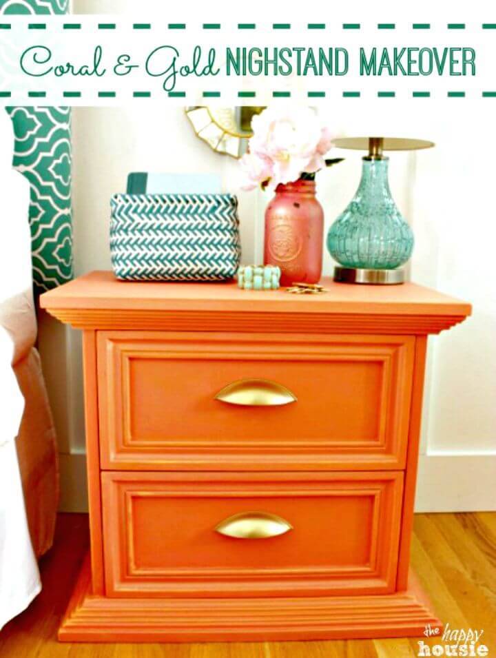DIY Gold Distressed Nightstand Makeover Tutorial