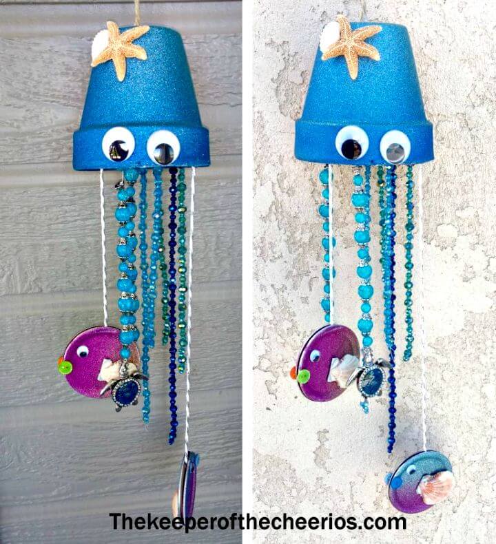 DIY Jellyfish Clay Pot Wind Chime