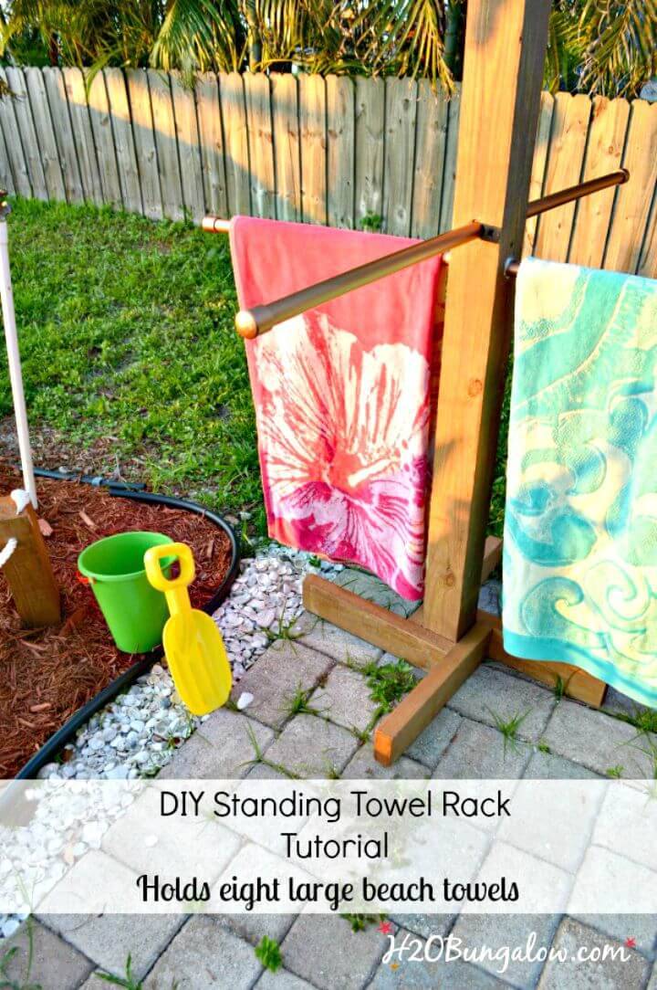 Easy DIY Outdoor Standing Towel Rack Tutorial
