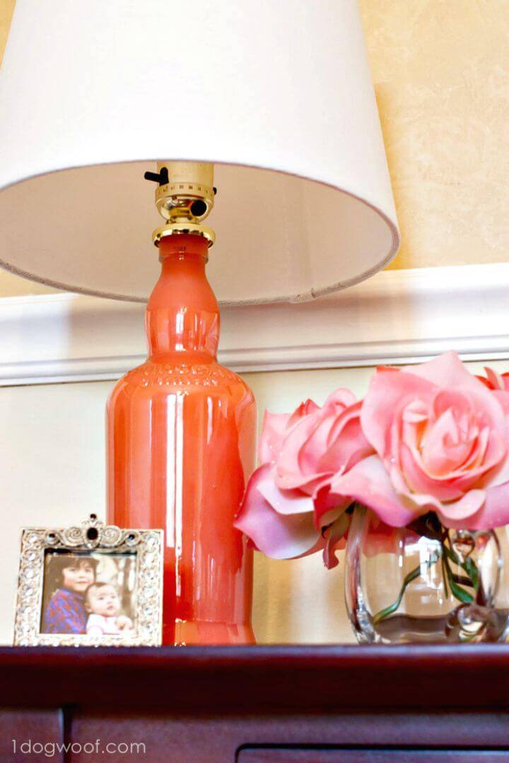 Easy DIY Painted Bottle Lamp Upcycle Tutorial