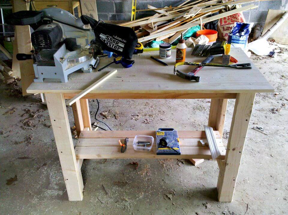 How to DIY Sturdy Work Bench Tutorial