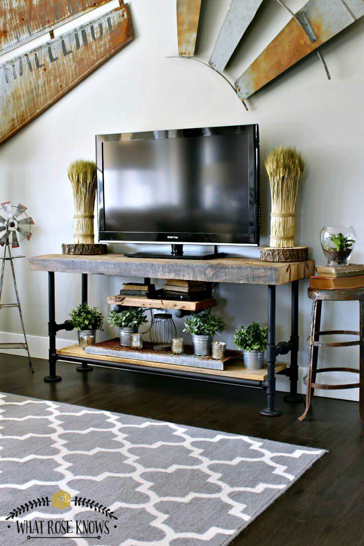 Easy DIY recreated Wood Black Pipe TV Stand Tutorial 