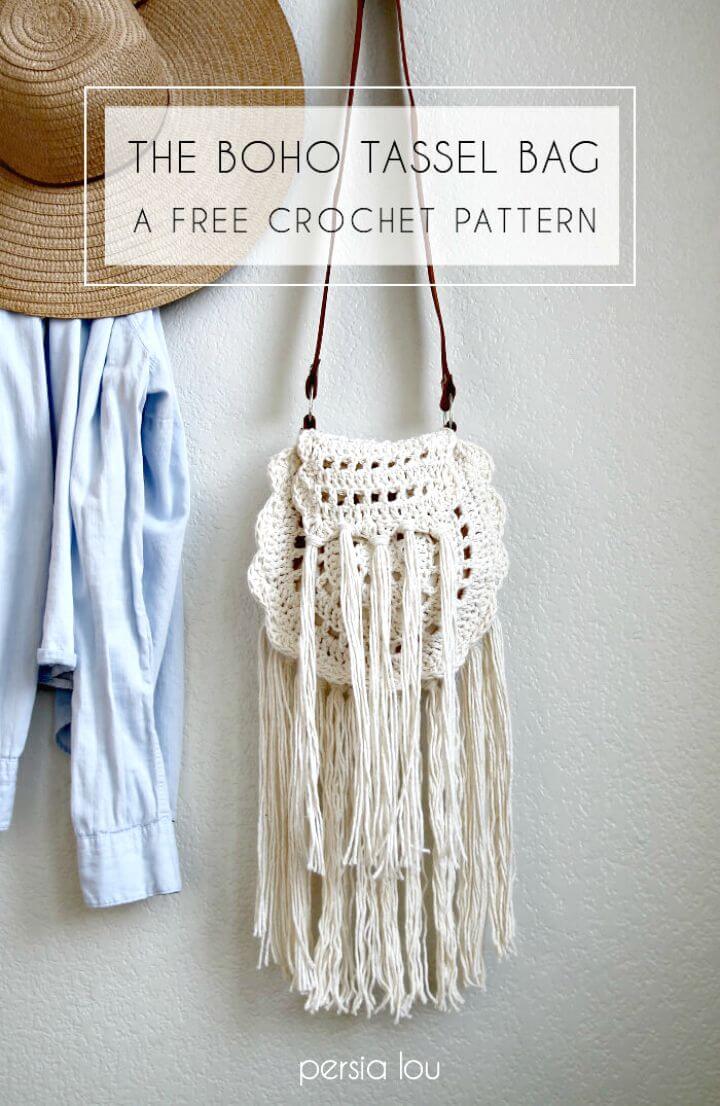 Easy Free Crochet Boho Tassel Bag Pattern