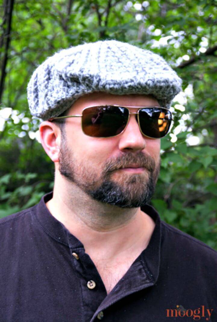 Easy Free Crochet Men’s Cabled Golf Cap Pattern