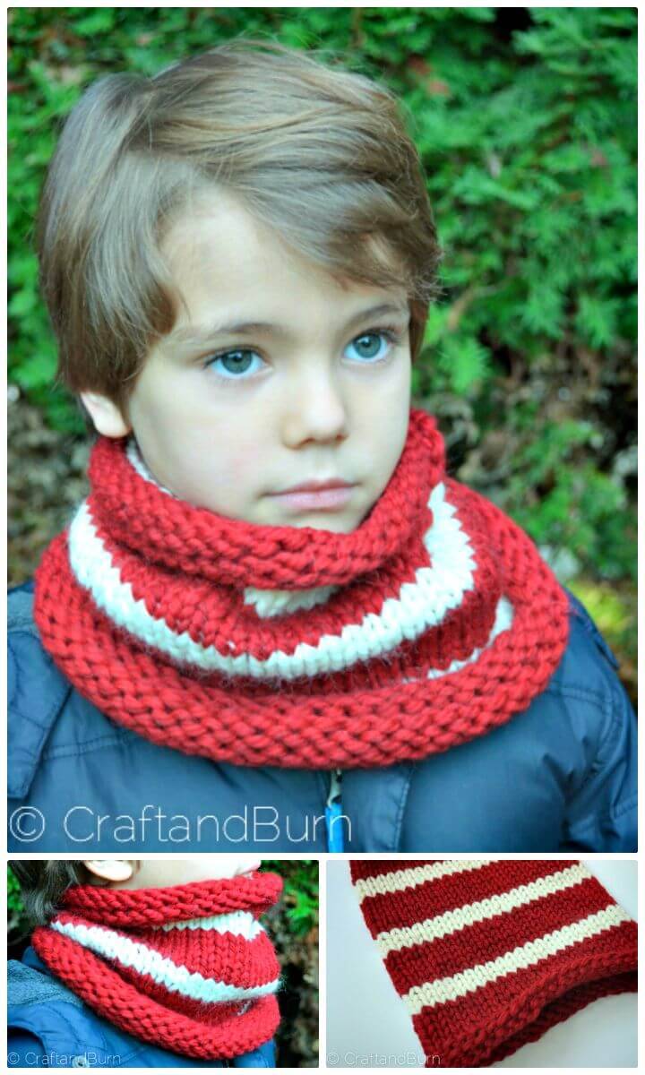 Easy Free Peppermint Holiday Cowl Pattern
