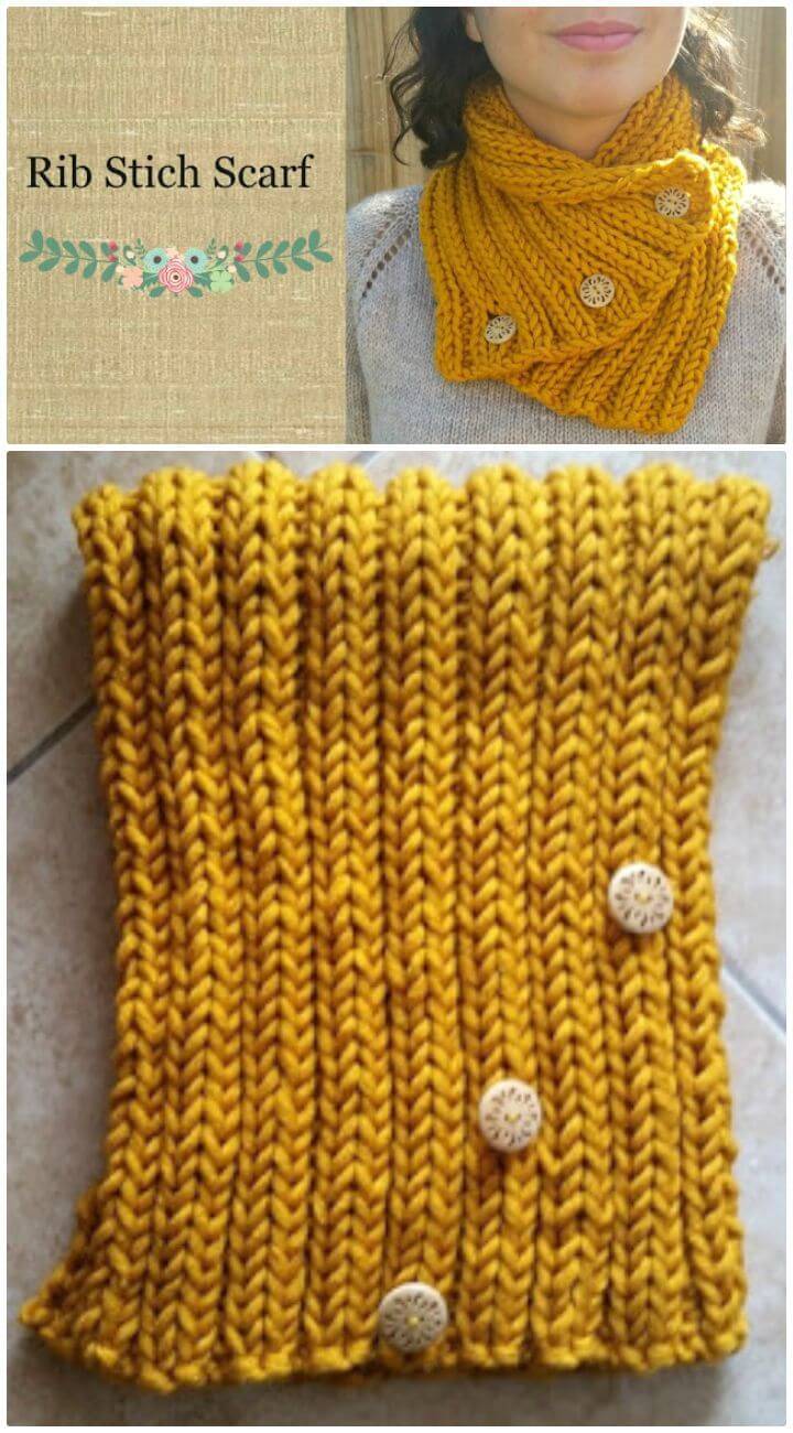 Easy Free Knitting Rib Stitch Scarf Pattern