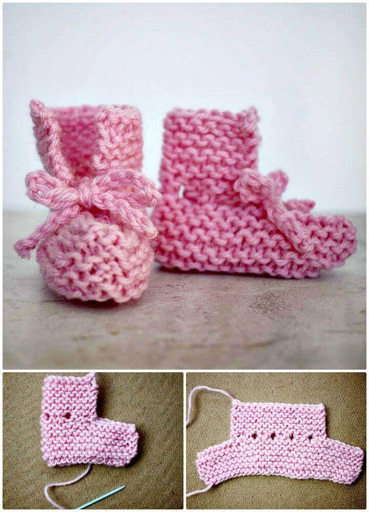 Easy Knit Tie Front Baby Booties - Free Pattern