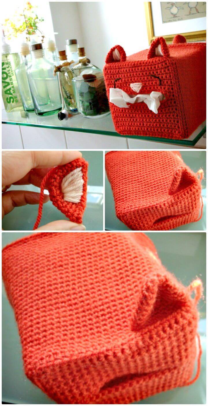 Easy Free Crochet Cat Tissue Box Cover Pattern