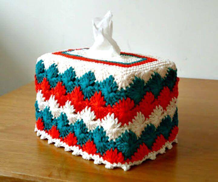 Easy Free Crochet Catherine Wheel Tissue Box Cover Pattern
