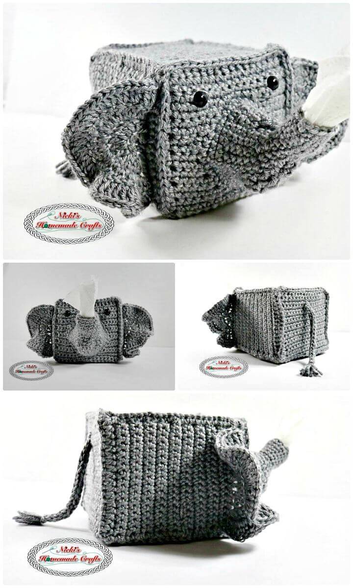 How To Free Crochet Elephant Tissue Box Cover Pattern