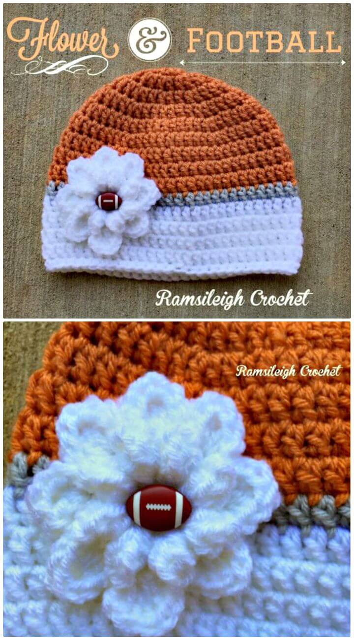 Crochet Flower and Football Hat for Little Princes 