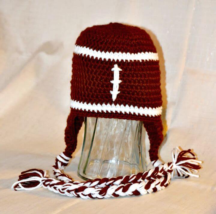 Crochet Football Earflap Beanie Pattern