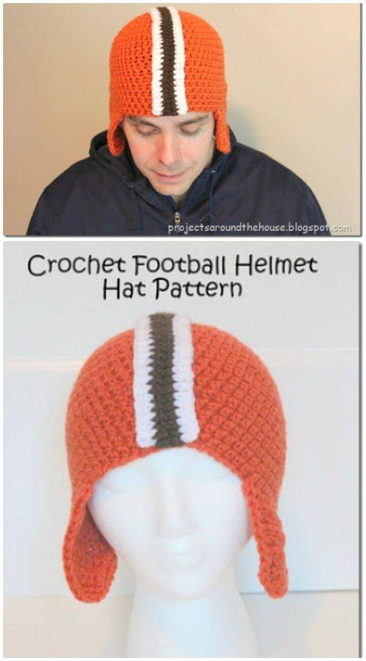 Crochet Football Helmet Hat for Men 